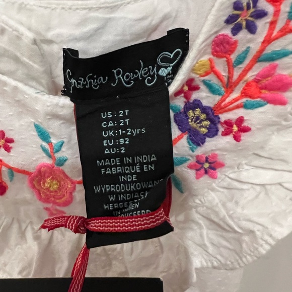 NEW CYNTHIA ROWLEY WHITE W FLORAL EMBROIDERY TODDLER GIRL DRESS 2T - Picture 7 of 10